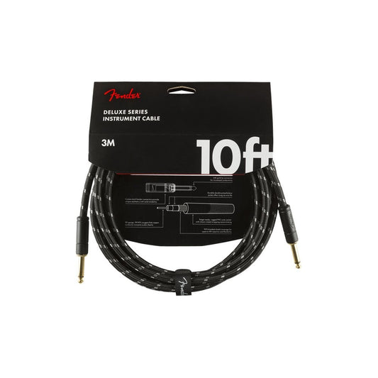Fender Deluxe Series Instrument Cable, Straight/Straight, 10', Black Tweed