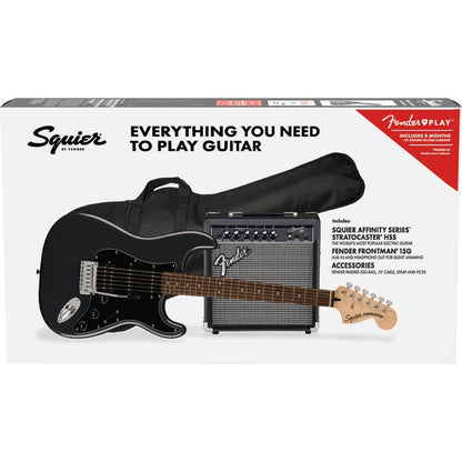 Squier Affinity Series Stratocaster HSS Pack, Laurel Fingerboard, Charcoal Frost Metallic