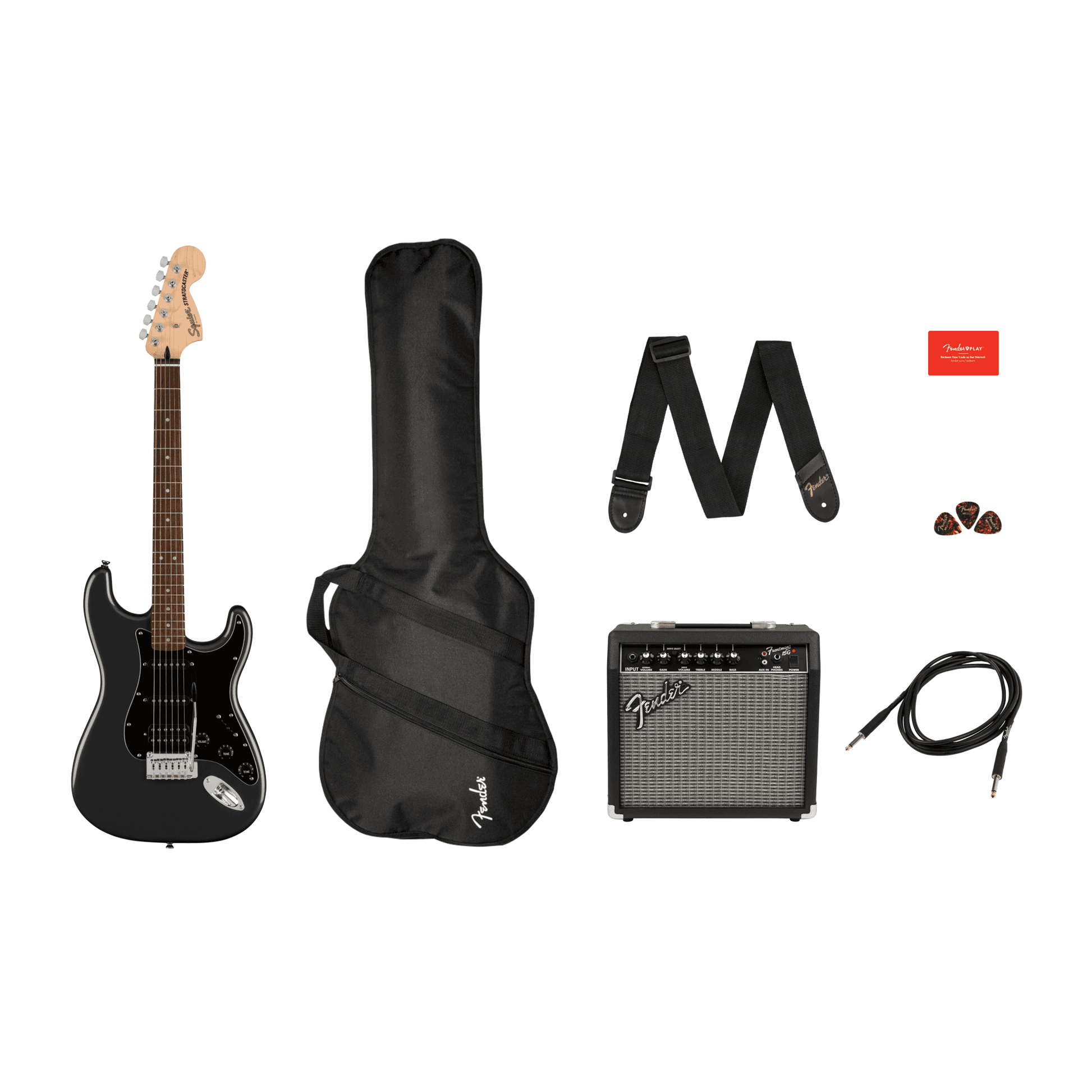 Squier Affinity Series Stratocaster HSS Pack, Laurel Fingerboard, Charcoal Frost Metallic