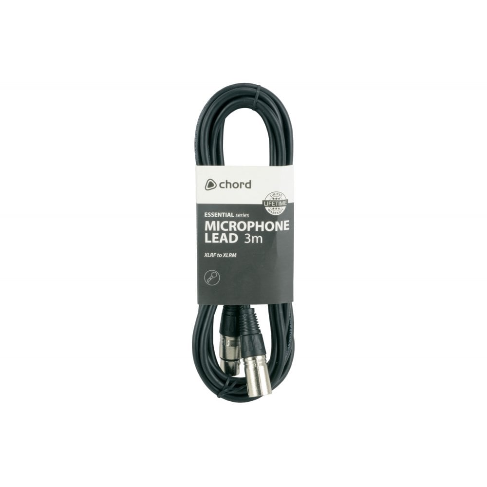 Chord Essential 3m Microphone Leads XLR Female - XLR Male