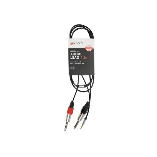 Chord 3.5mm Stereo Jack to 2 x 6.3mm Mono Jack, 1.5m