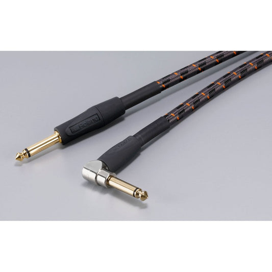 Roland Straight to Right-angle 1/4-inch connectors, 20 ft./6 m Length, Gold Series Instrument Cable
