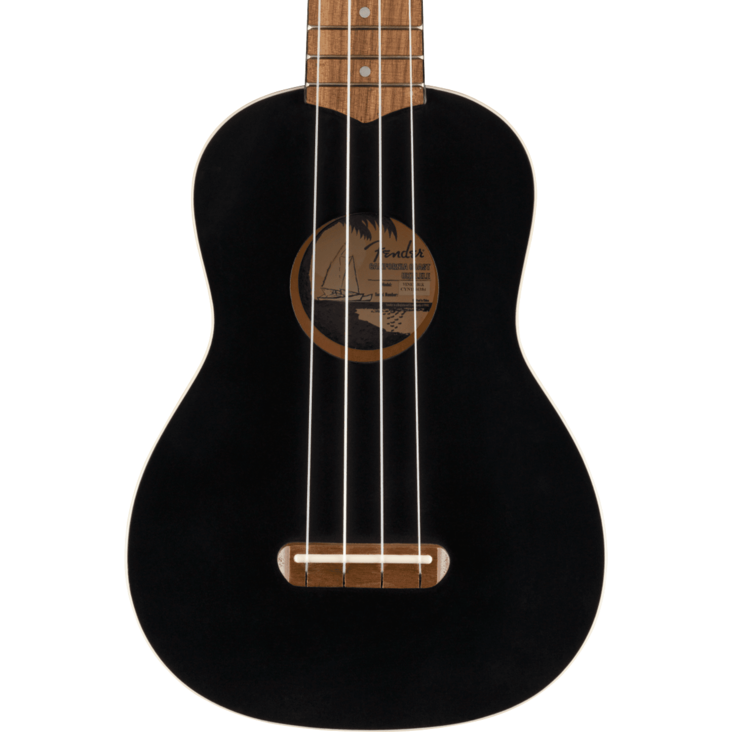 Fender Venice Soprano Ukulele, Walnut Fingerboard, Black