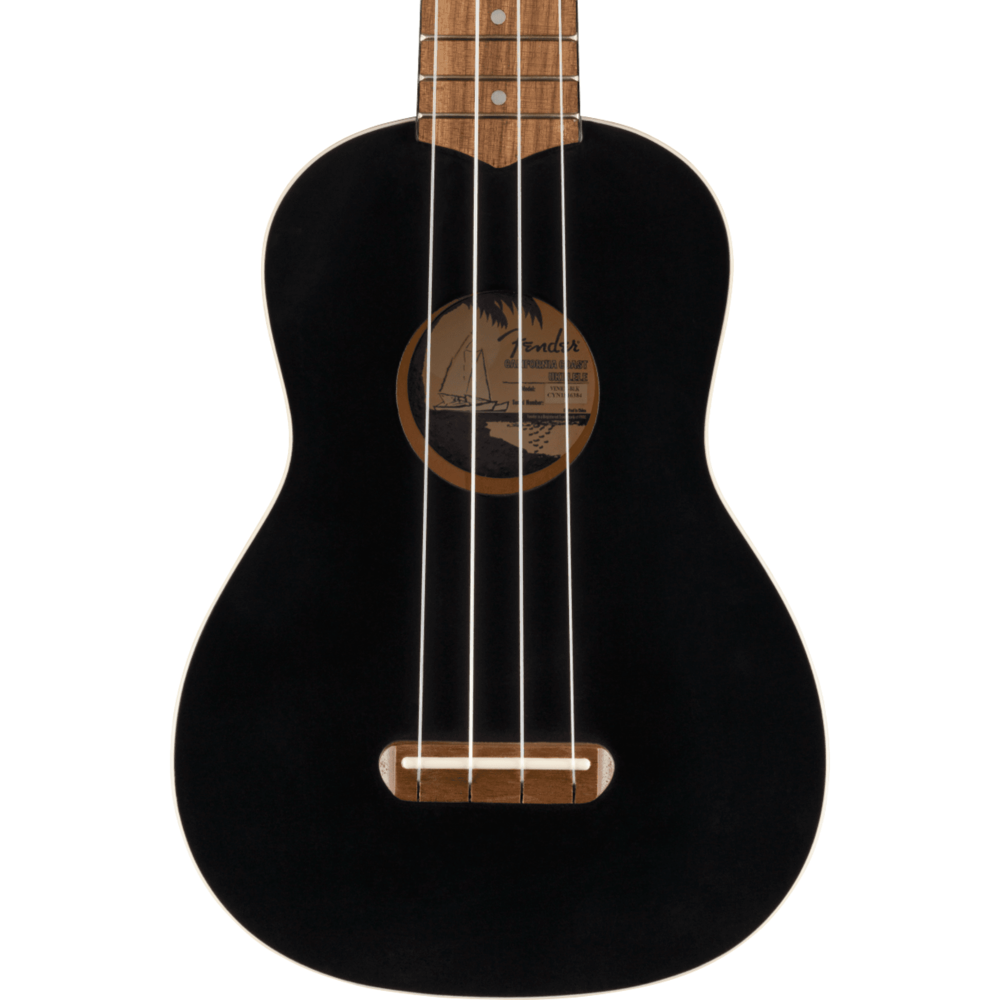 Fender Venice Soprano Ukulele, Walnut Fingerboard, Black