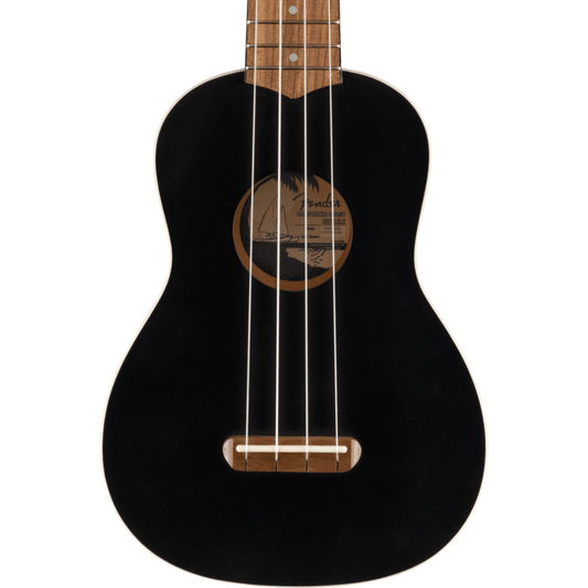 Fender Venice Soprano Ukulele, Walnut Fingerboard, Black