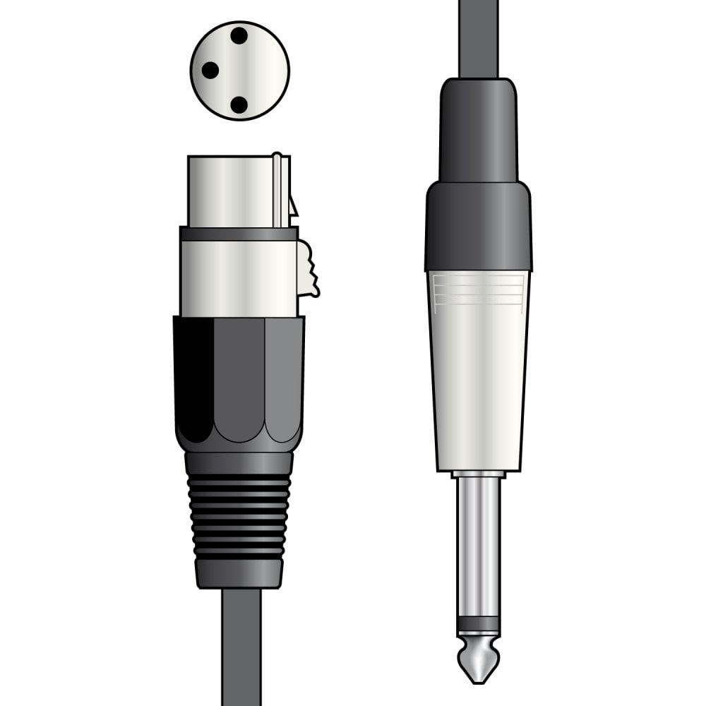 Chord Essential Microphone Leads XLR Female, 6.3mm Mono Jack Plug