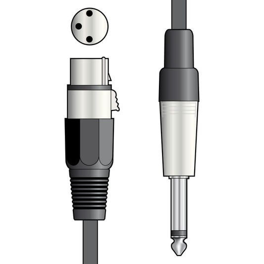 QTX Essential Microphone Leads XLR Female, 6.3mm Mono Jack Plug
