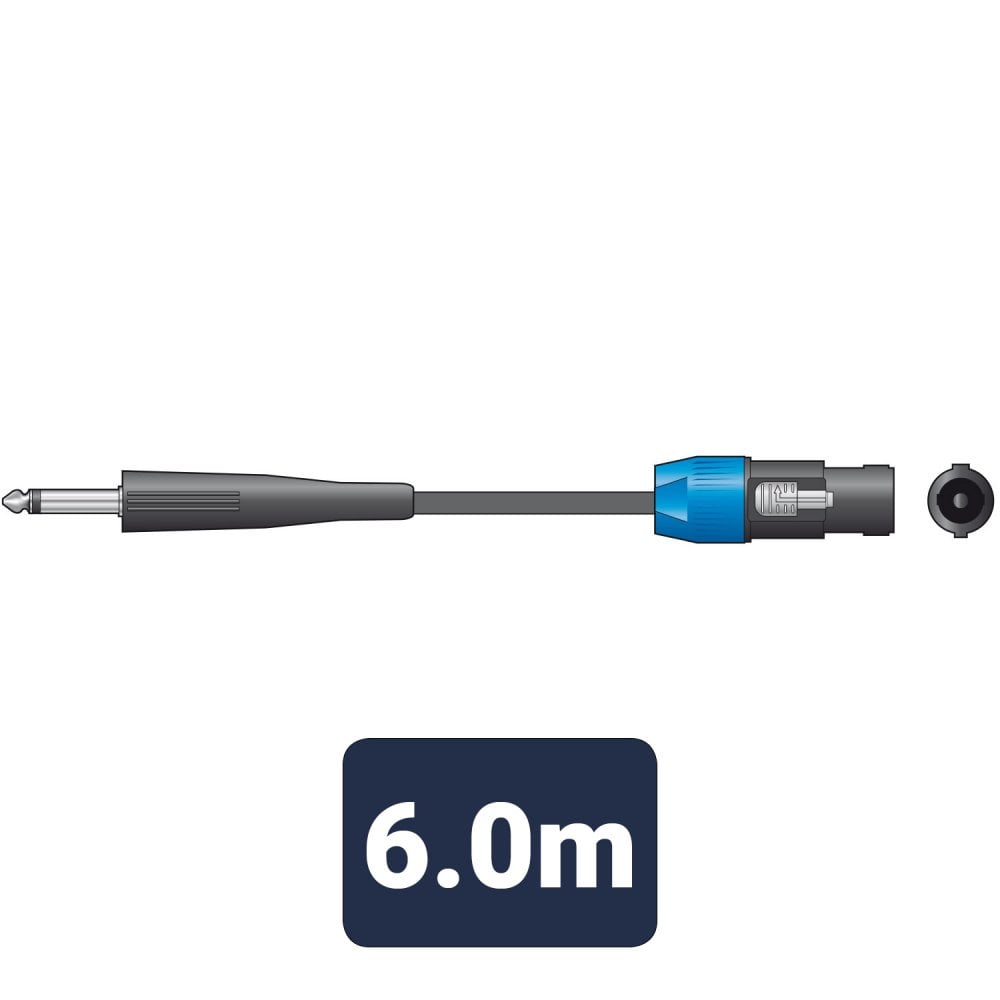 QTX Essential Speaker Leads 6.3mm Mono Jack Plug - Speaker Plug