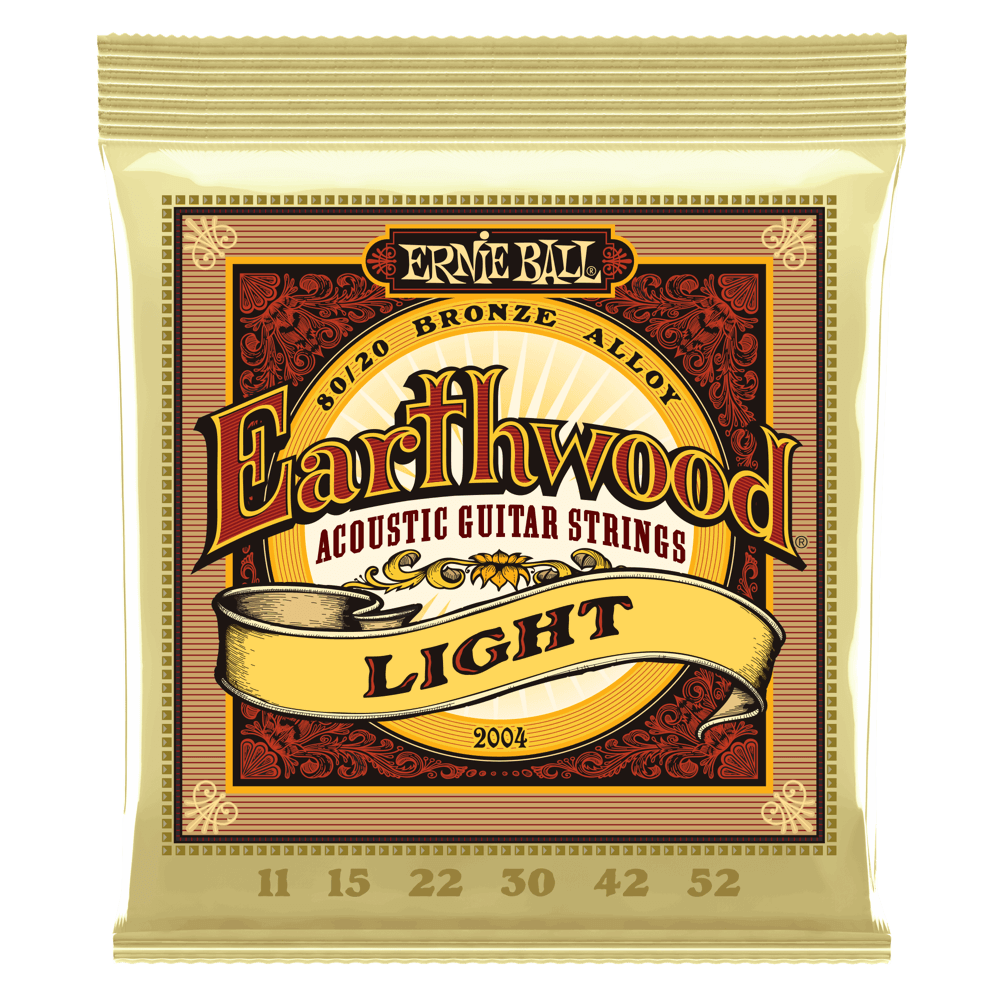 Ernie Ball Light Earthwood 80/20 Bronze Acoustic Guitar Strings 11-52 Gauge, 3-Pack