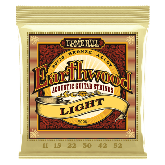 Ernie Ball Light Earthwood 80/20 Bronze Acoustic Guitar Strings 11-52 Gauge, 3-Pack