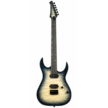 Spira S-500 QGY-E Quilted Maple Top Electric Guitar, Trans Black