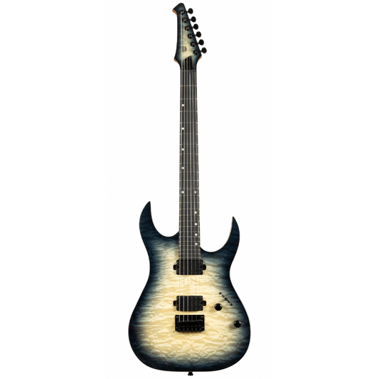 Spira S-500 QGY-E Quilted Maple Top Electric Guitar, Trans Black