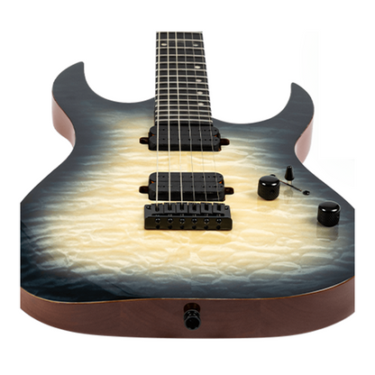 Spira S-500 QGY-E Quilted Maple Top Electric Guitar, Trans Black