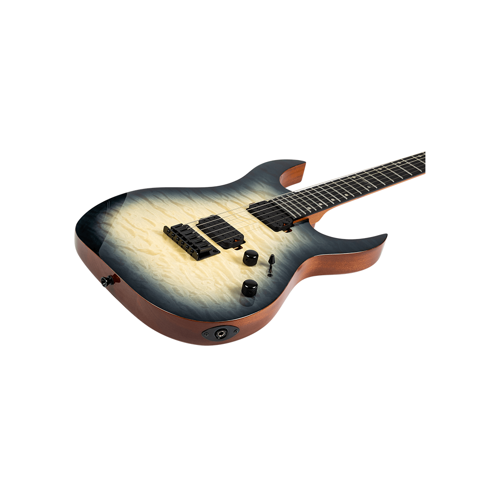 Spira S-500 QGY-E Quilted Maple Top Electric Guitar, Trans Black