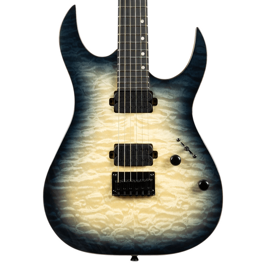 Spira S-500 QGY-E Quilted Maple Top Electric Guitar, Trans Black