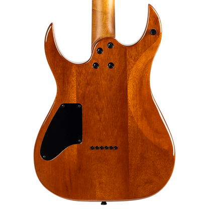 Spira S-500 QGY-E Quilted Maple Top Electric Guitar, Trans Black