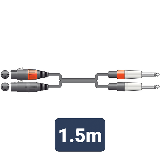 Citronic Classic Audio Leads 2 x XLR Female - 2 x 6.3mm Mono Jack Plugs