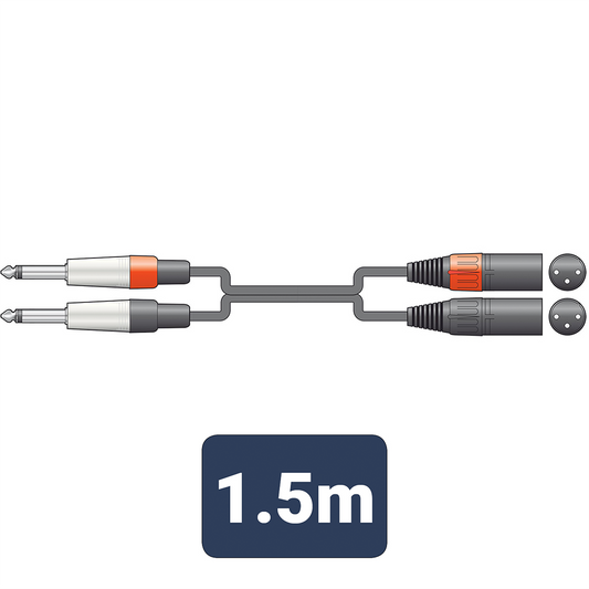 Citronic Classic Audio Leads 2 x 6.3mm Mono Jack Plugs - 2 x XLR Male