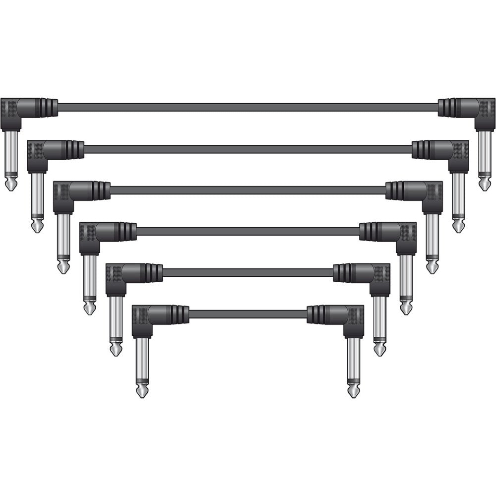 Standard Patch Lead Sets 6.3mm Mono Jack - 6.3mm Mono Jack 6pcs