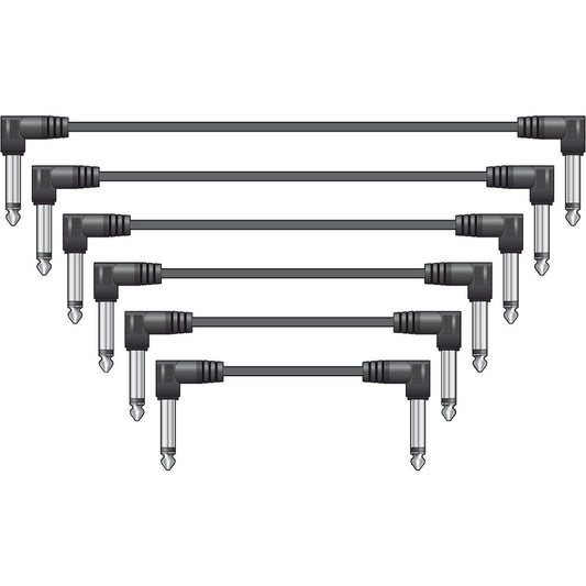 Standard Patch Lead Sets 6.3mm Mono Jack - 6.3mm Mono Jack 6pcs