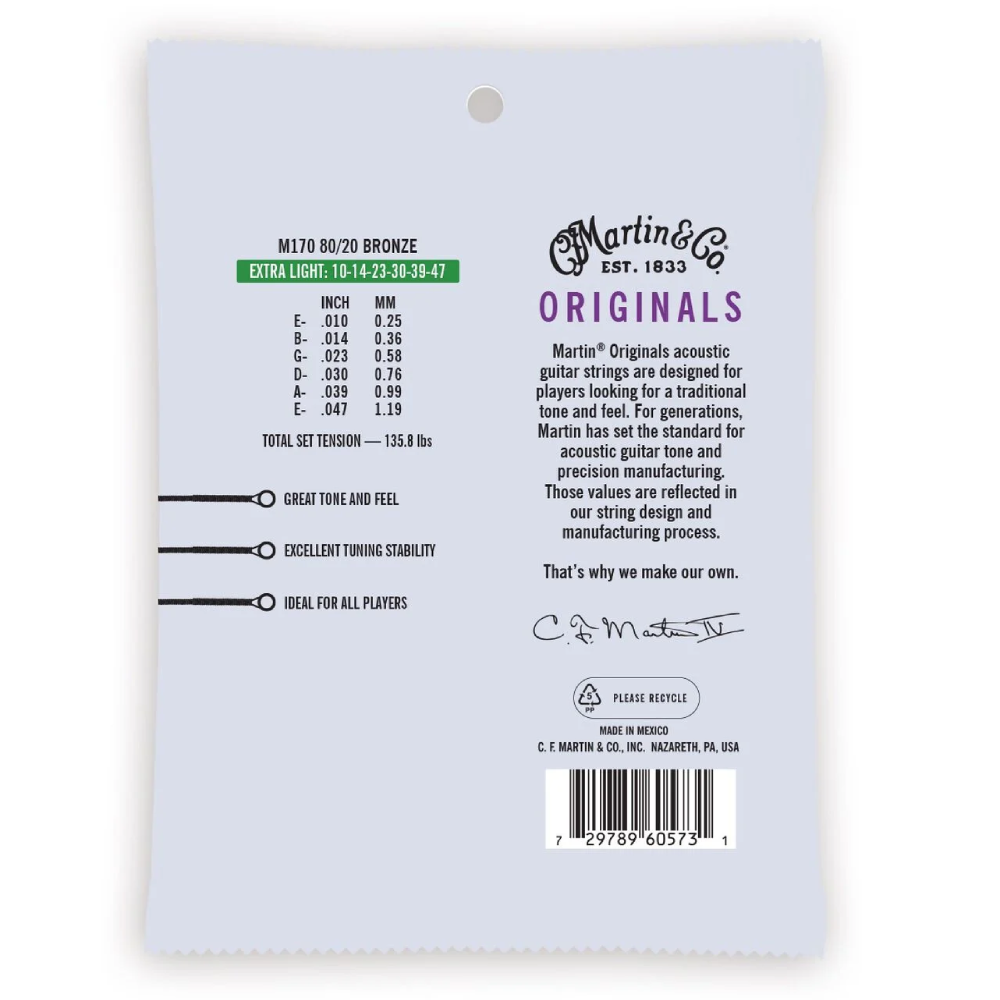 Martin M170 80/20 Bronze Acoustic Guitar Strings 10-47