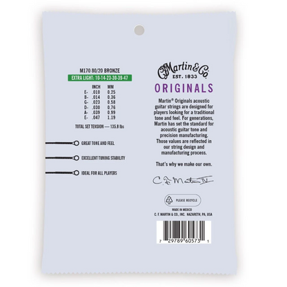 Martin M170 80/20 Bronze Acoustic Guitar Strings 10-47