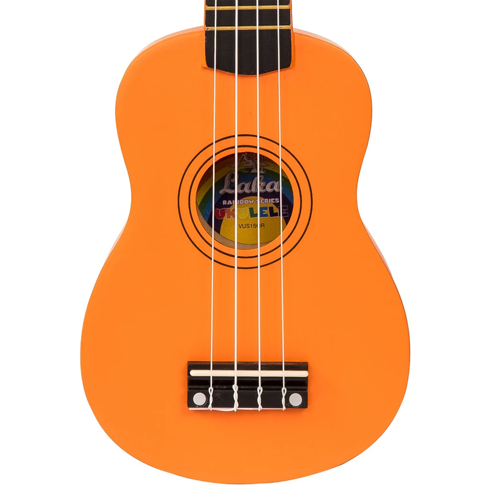 Laka VUS15OR Rainbow Series Soprano Ukulele & Carry Bag, Orange