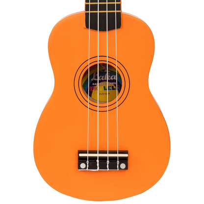 Laka VUS15OR Rainbow Series Soprano Ukulele & Carry Bag, Orange