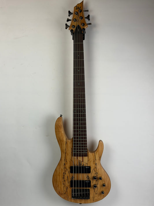 ESP LTD B-206SM 6-String Electric Bass Guitar, Spalted Maple, Natural Satin (Pre-Owned)
