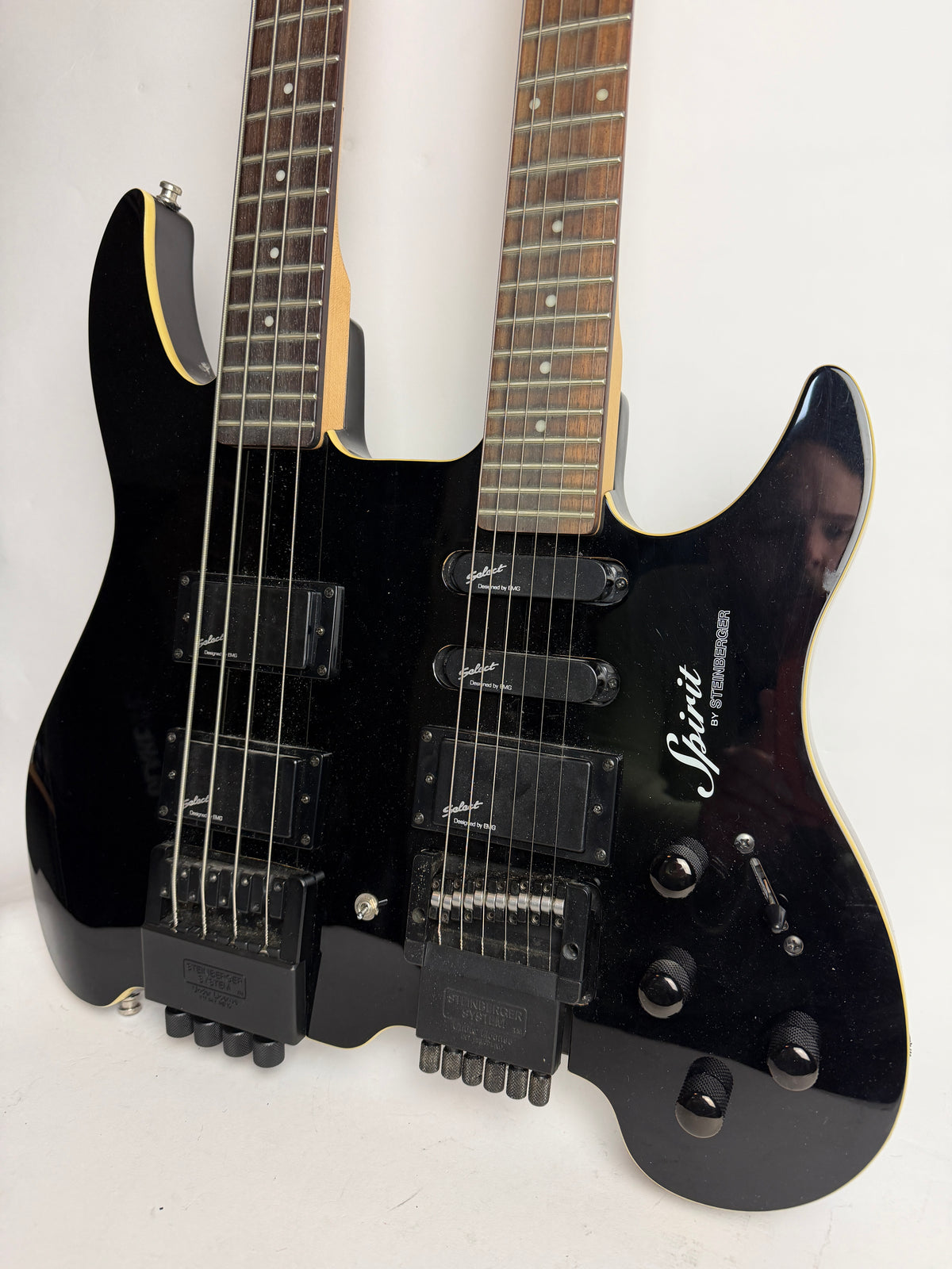 Spirit by Steinberger Double Neck, Guitar and Bass, Black (Pre-Owned)